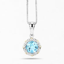 Load image into Gallery viewer, 14K Gold Genuine Swiss Blue Topaz and Diamond Necklace