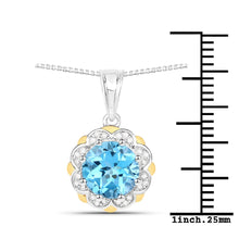 Load image into Gallery viewer, 14K Gold Genuine Swiss Blue Topaz and Diamond Necklace