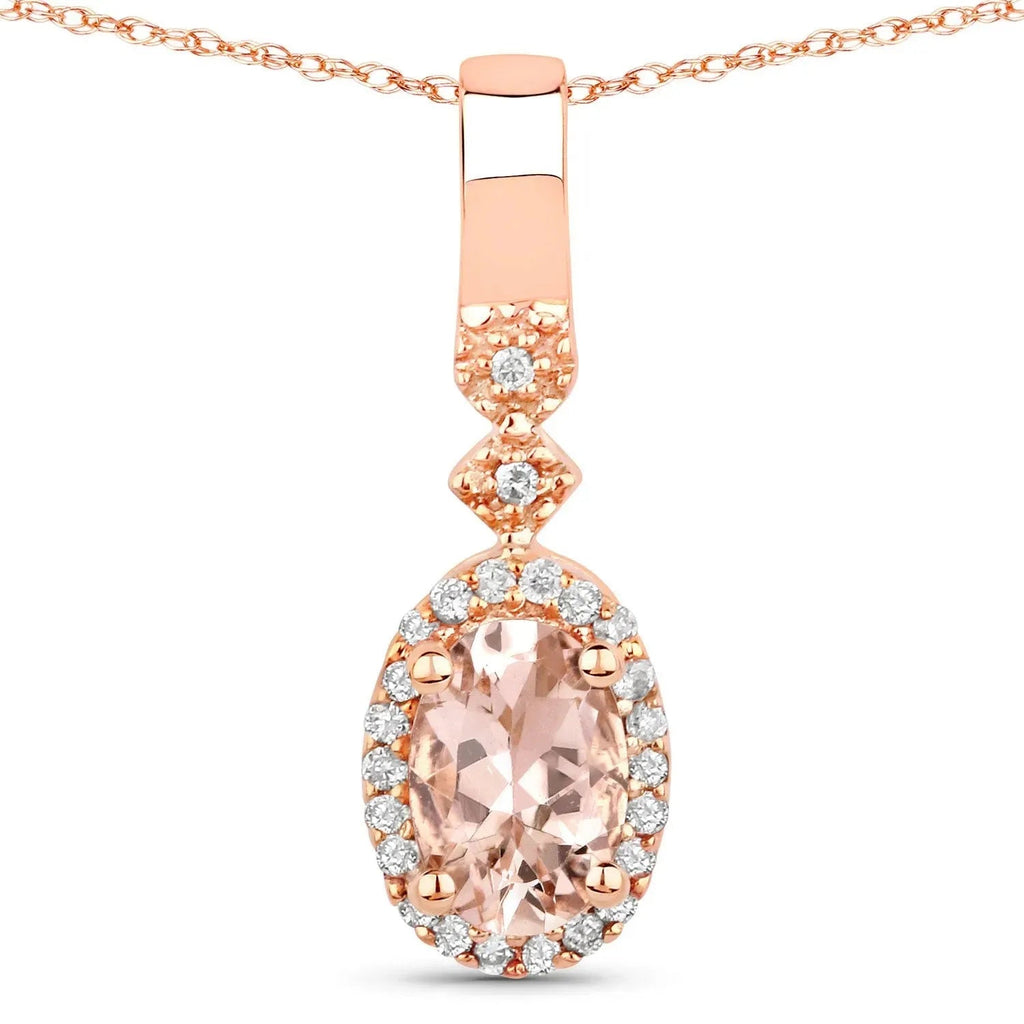 10k Rose Gold Morganite Pendant Necklace