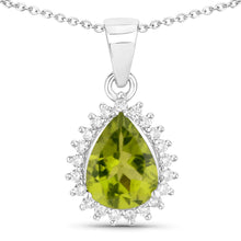 Load image into Gallery viewer, Natural Peridot Lab Diamond Teardrop Necklace