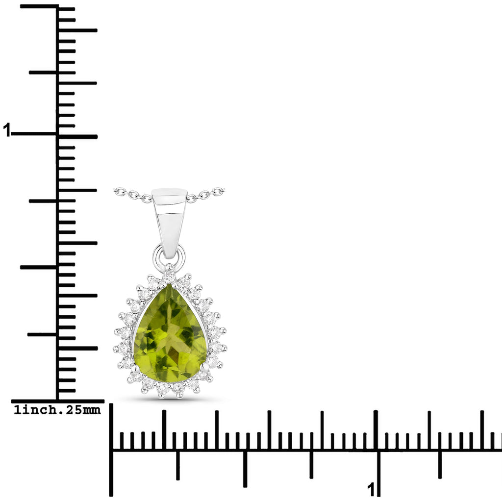 Natural Peridot Lab Diamond Teardrop Necklace