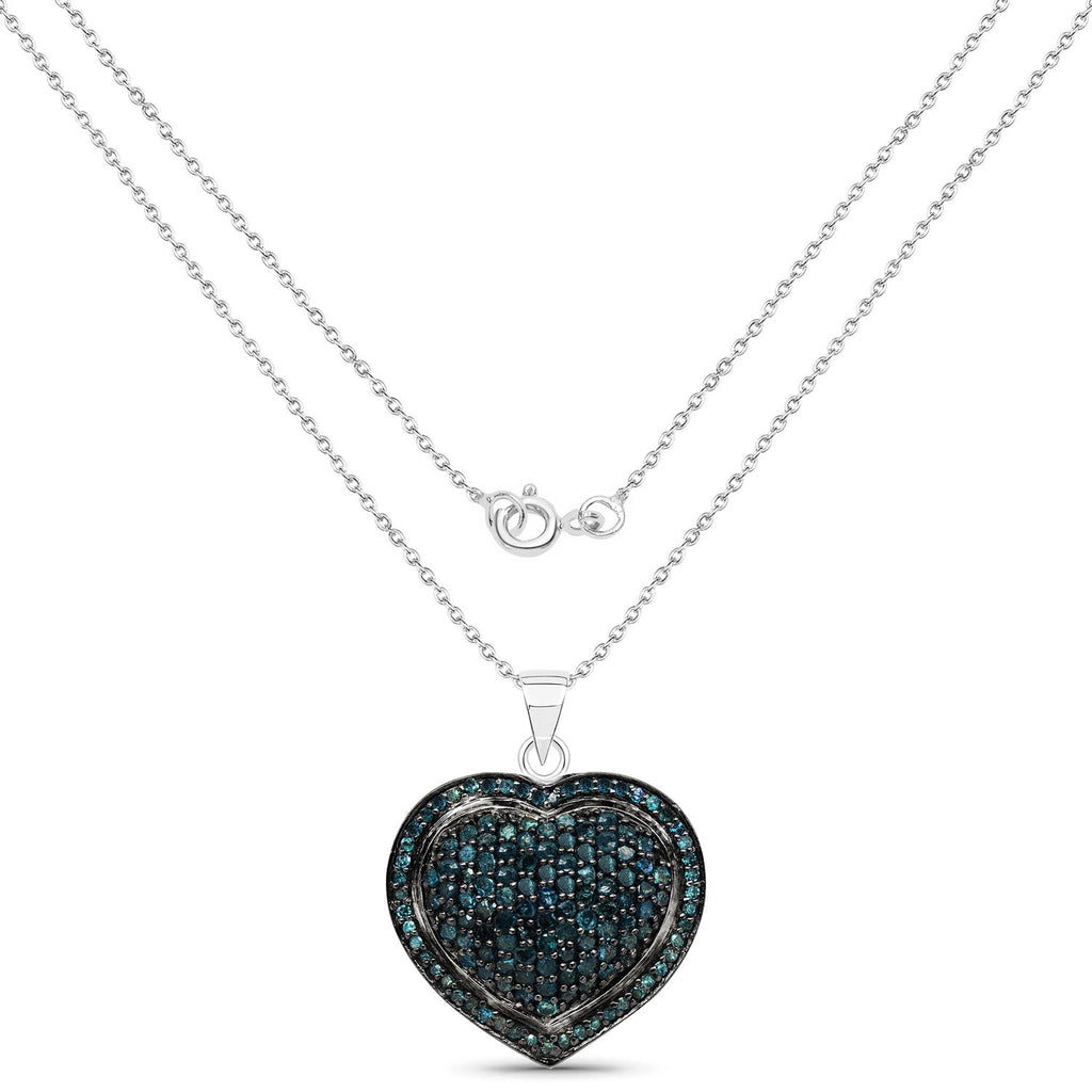 Genuine Blue Diamond Heart Necklace