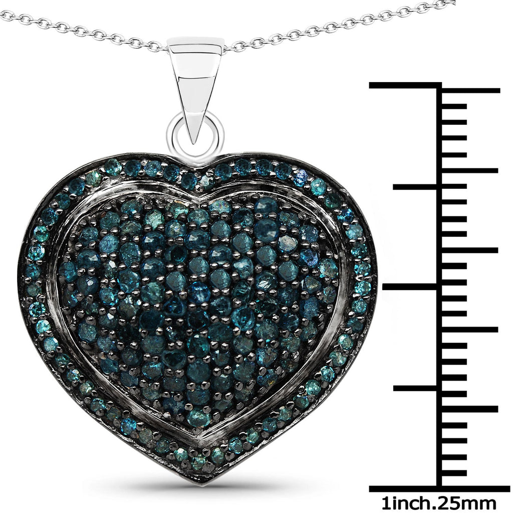 Genuine Blue Diamond Heart Necklace