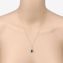Load image into Gallery viewer, Genuine Zambian Emerald and White Diamond 14K Gold Crossover Pendant