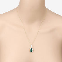 Load image into Gallery viewer, Natural Zambian Emerald and White Diamond 14K Gold Crossover Pendant