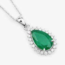 Load image into Gallery viewer, Genuine Zambian Emerald and White Diamond 14K White Gold Pendant