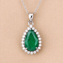 Load image into Gallery viewer, Genuine Zambian Emerald and White Diamond 14K White Gold Pendant