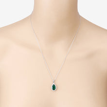 Load image into Gallery viewer, Genuine Zambian Emerald and White Diamond 14K White Gold Pendant