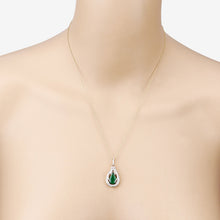 Load image into Gallery viewer, Genuine Zambian Emerald and White Diamond 14K Gold Drop Pendant