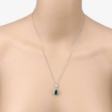 Load image into Gallery viewer, Genuine Zambian Emerald and White Diamond 14K White Gold Pendant