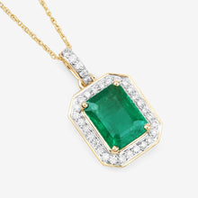 Load image into Gallery viewer, Genuine Zambian Green Emerald White Diamond 14K Gold Pendant