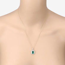 Load image into Gallery viewer, Genuine Zambian Green Emerald White Diamond 14K Gold Pendant