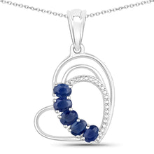Load image into Gallery viewer, Genuine Blue Sapphire Heart Shape Pendant Necklace