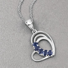 Load image into Gallery viewer, Genuine Blue Sapphire Heart Shape Pendant Necklace