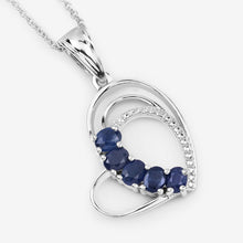 Load image into Gallery viewer, Genuine Blue Sapphire Heart Shape Pendant Necklace