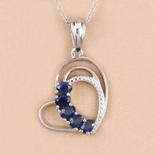 Load image into Gallery viewer, Genuine Blue Sapphire Heart Shape Pendant Necklace