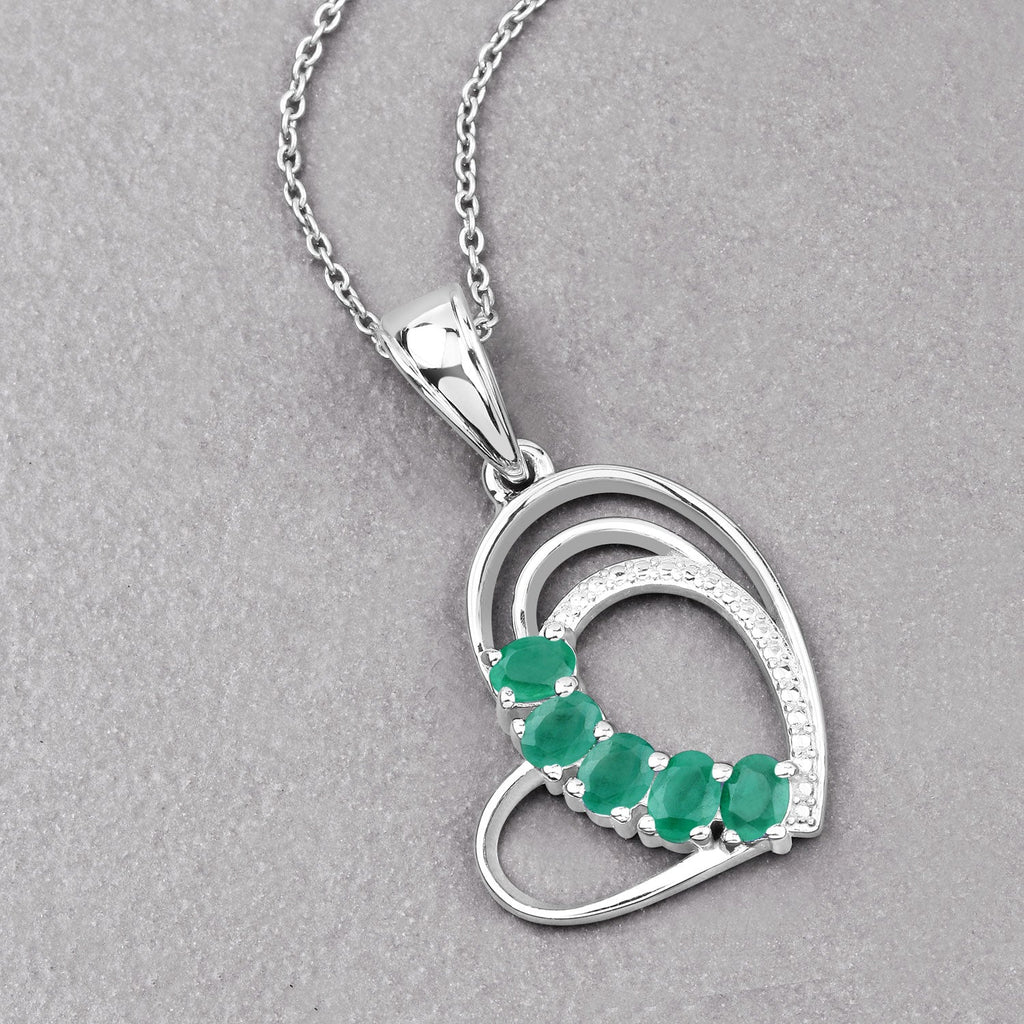 Genuine Heart Shape Emerald Necklace