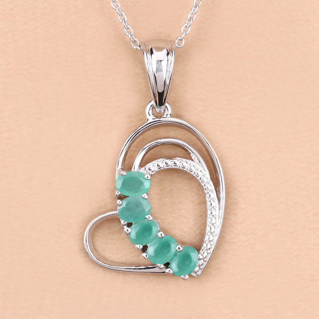 Genuine Heart Shape Emerald Necklace