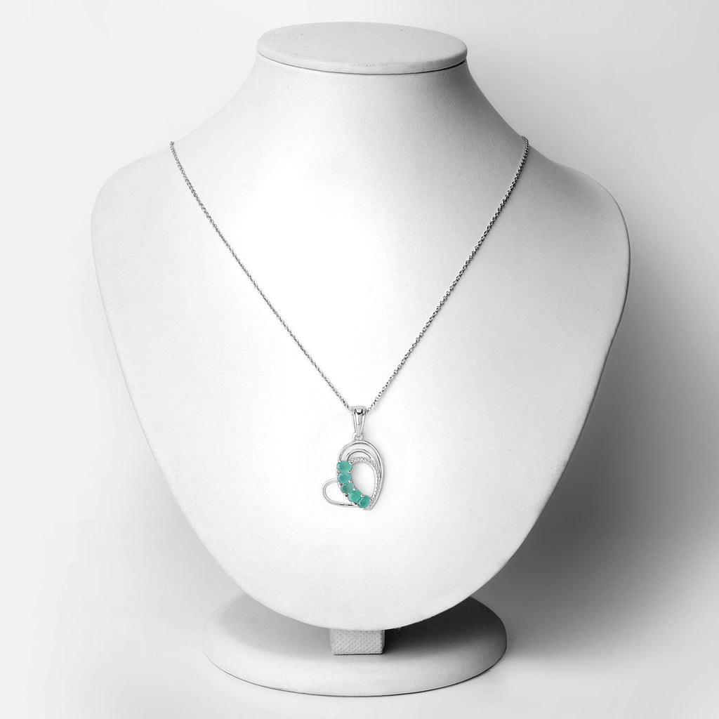 Genuine Heart Shape Emerald Necklace