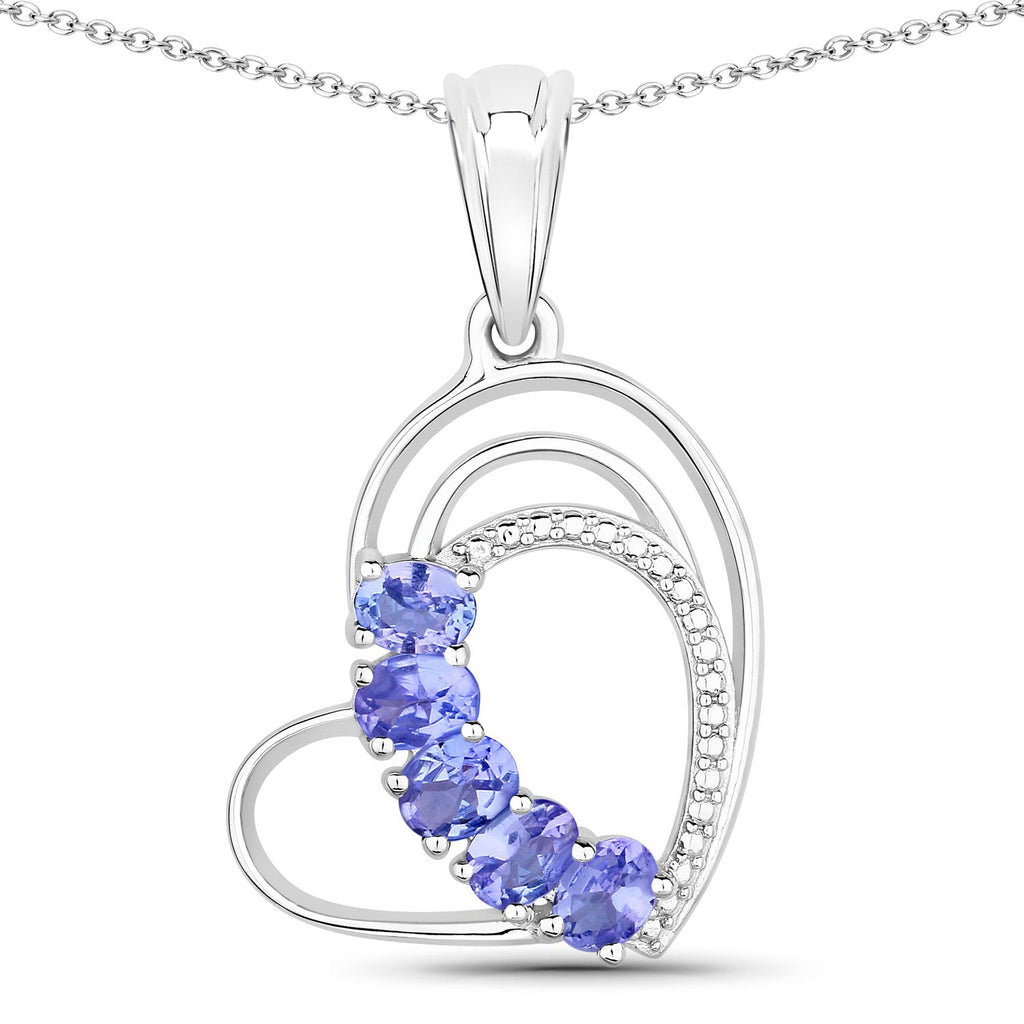 Genuine Tanzanite Heart Pendant Necklace