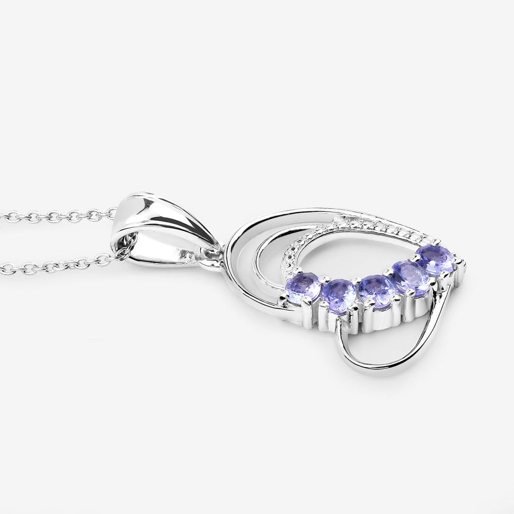 Genuine Tanzanite Heart Pendant Necklace