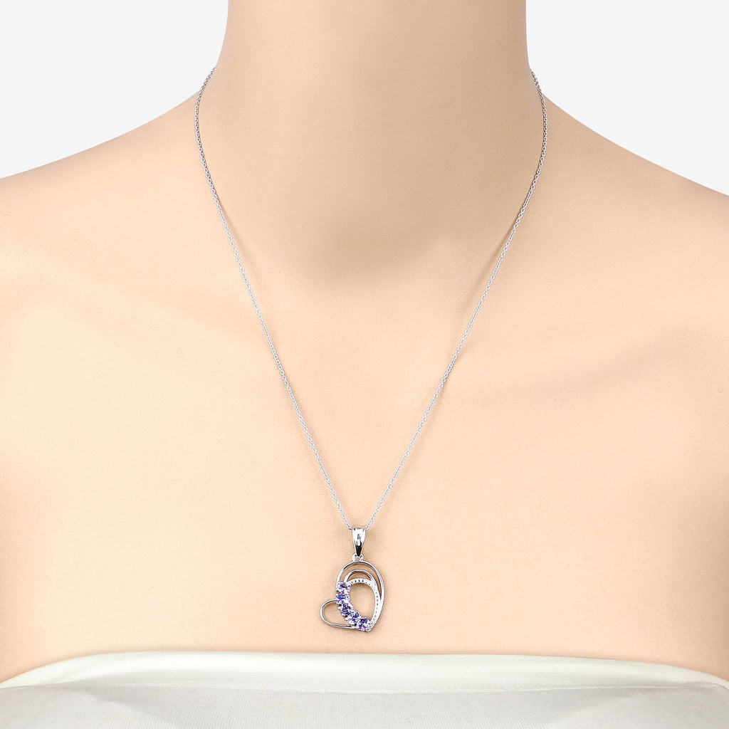 Genuine Tanzanite Heart Pendant Necklace