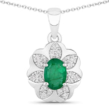 Load image into Gallery viewer, Natural Zambian Emerald and Diamond Necklace