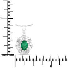 Load image into Gallery viewer, Natural Zambian Emerald and Diamond Necklace