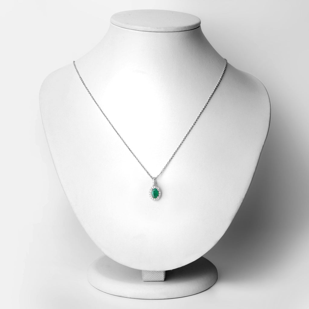 Natural Zambian Emerald Lab Diamond Necklace