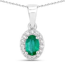 Load image into Gallery viewer, Natural Zambian Emerald and Lab Diamond Necklace