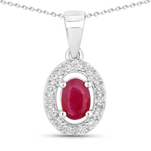 Load image into Gallery viewer, Natural Ruby and Lab Diamond Halo Necklace