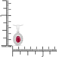 Load image into Gallery viewer, Natural Ruby and Lab Diamond Halo Necklace