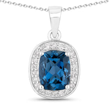 Load image into Gallery viewer, Natural London Blue Topaz and Lab Diamond Necklace