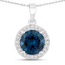 Load image into Gallery viewer, Natural London Blue Topaz Lab Diamond Necklace