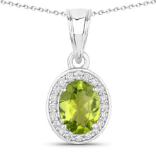 Load image into Gallery viewer, Natural Peridot and Lab Diamond Necklace