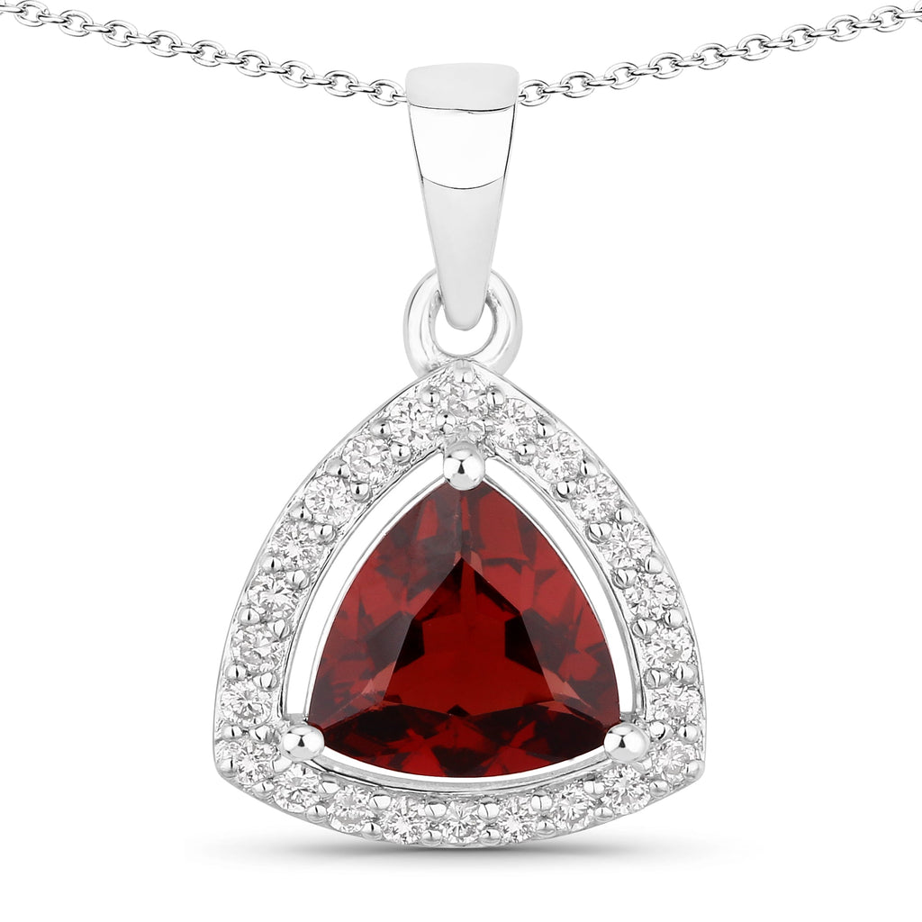 Natural Garnet and Lab Diamond Necklace