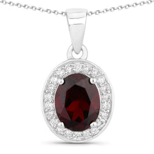Load image into Gallery viewer, Natural Garnet Lab Diamond Silver Necklace