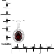 Load image into Gallery viewer, Natural Garnet Lab Diamond Silver Necklace