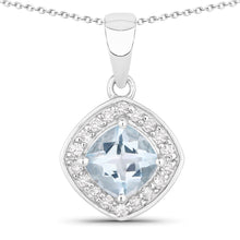 Load image into Gallery viewer, Natural Aquamarine and Lab Diamond Necklace