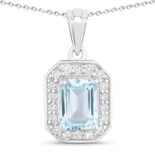Load image into Gallery viewer, Natural Aquamarine Lab Diamond Necklace