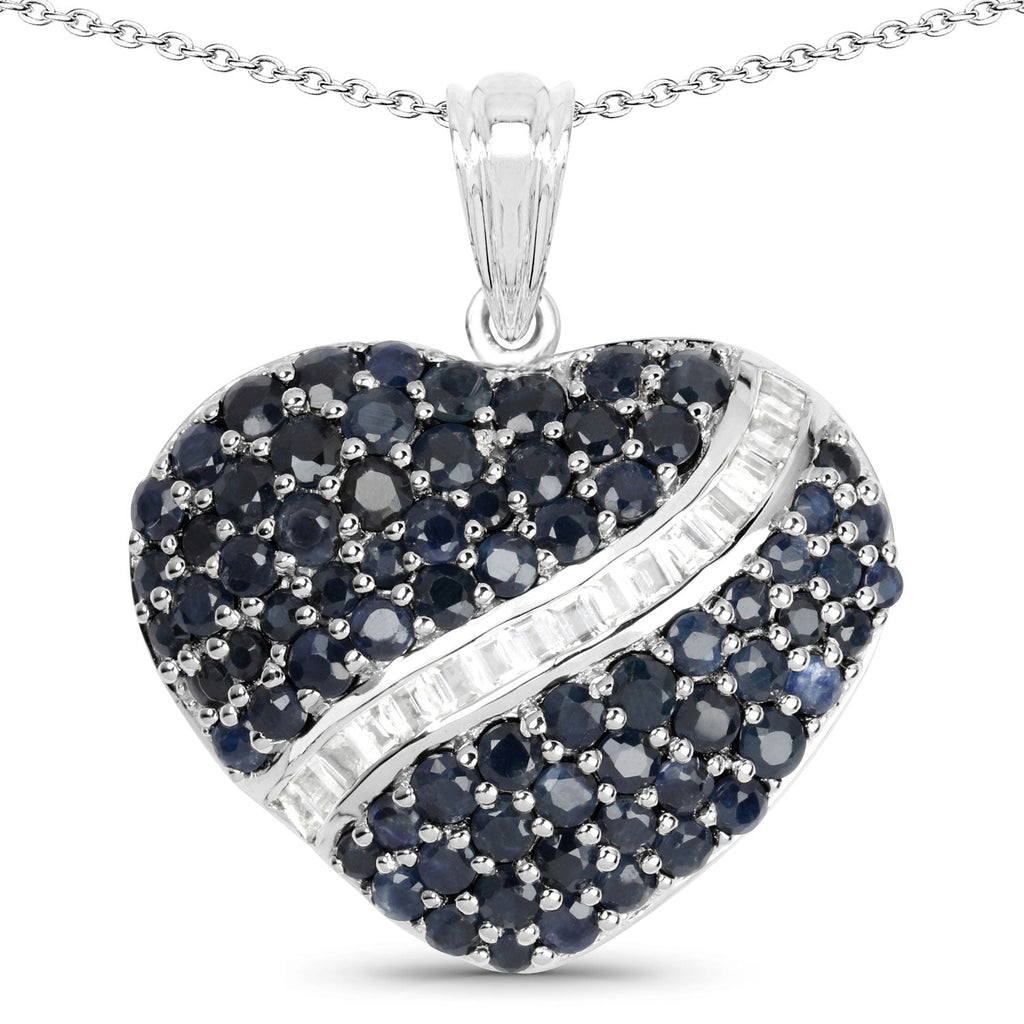 Genuine Blue Heart Sapphire Necklace