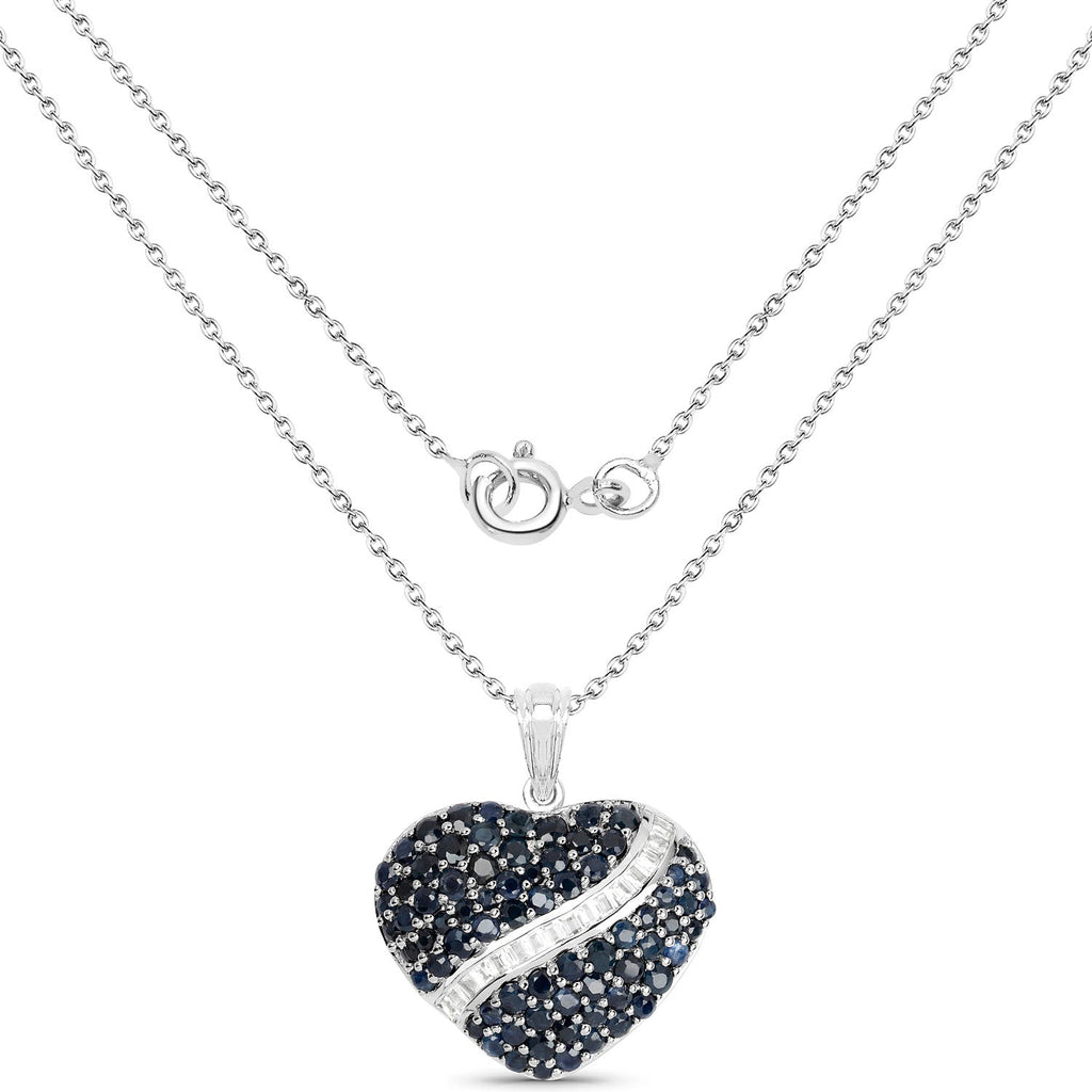 Genuine Blue Heart Sapphire Necklace