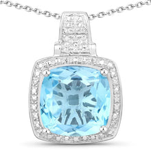 Load image into Gallery viewer, Genuine Blue Topaz Bold Pendant Necklace