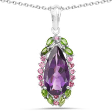 Load image into Gallery viewer, Genuine Purple Amethyst Drop Pendant Necklace