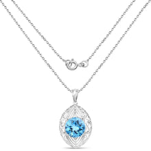 Load image into Gallery viewer, Genuine Swiss Blue Topaz Solitaire Pendant Necklace