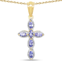 Load image into Gallery viewer, Genuine Tanzanite Cross Pendant Necklace