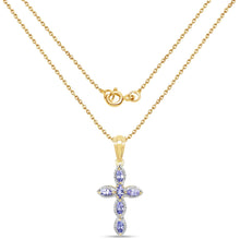 Load image into Gallery viewer, Genuine Tanzanite Cross Pendant Necklace
