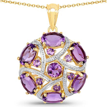 Load image into Gallery viewer, Genuine Purple Amethyst Cluster Pendant Necklace