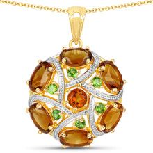 Load image into Gallery viewer, Genuine Yellow Multi Stones Cluster Pendant Necklace