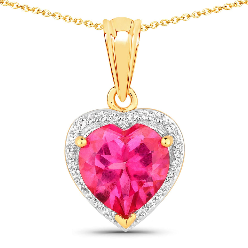 Genuine Pink Topaz Heart Pendant Necklace